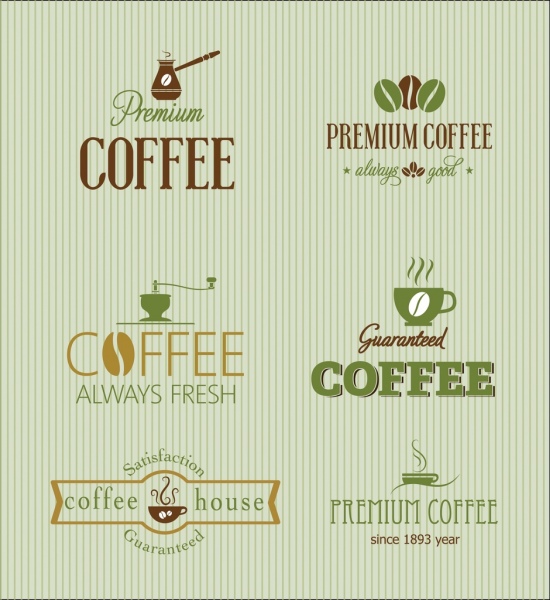 кофе логотип коллекции классических дизайн тексты украшения