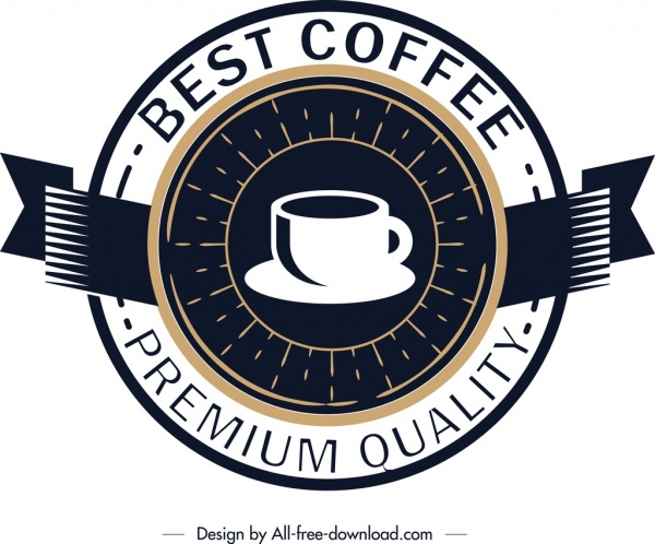 modelo de logotipo de café clássico círculo design ornamento fita