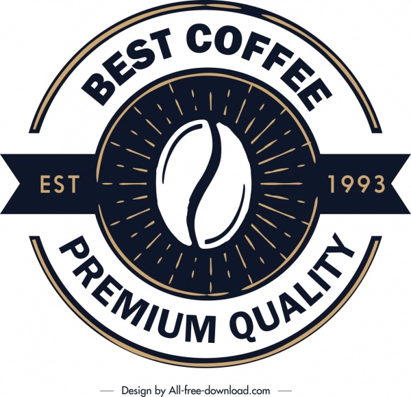 plantilla de logotipo de café decoración clásica de círculo plano