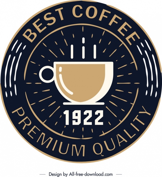modelo de logotipo de café ícone ornamento raios escuros