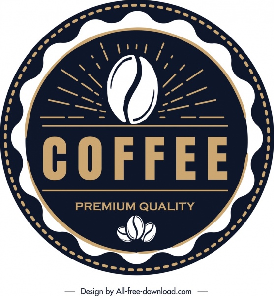 kahve logosu şablonu zarif klasik daire tasarımı