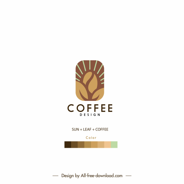 plantilla de logotipo de café boceto de grano plano