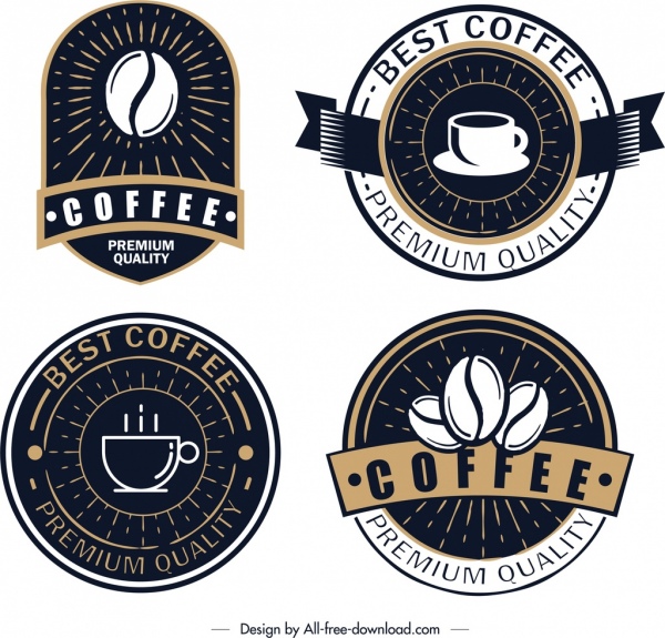 コーヒーのロゴテンプレートクラシックダークデザイン