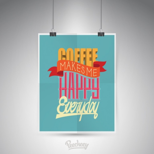 кофе делает меня счастливым ретро плакат