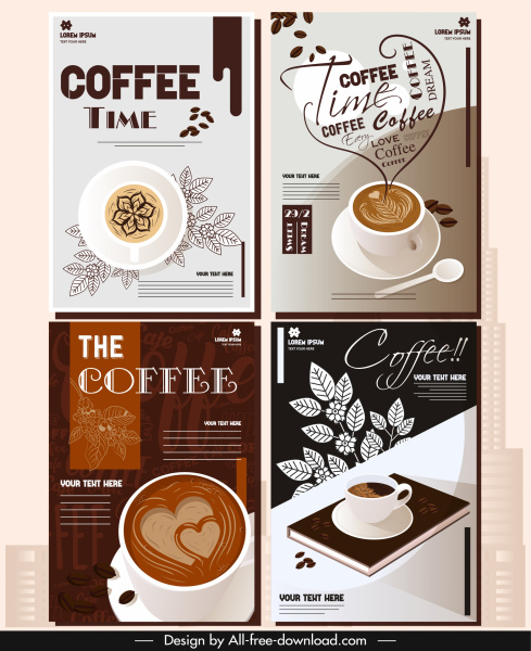 Kawa menu okładka szablony eleganckich filiżankach wystrój