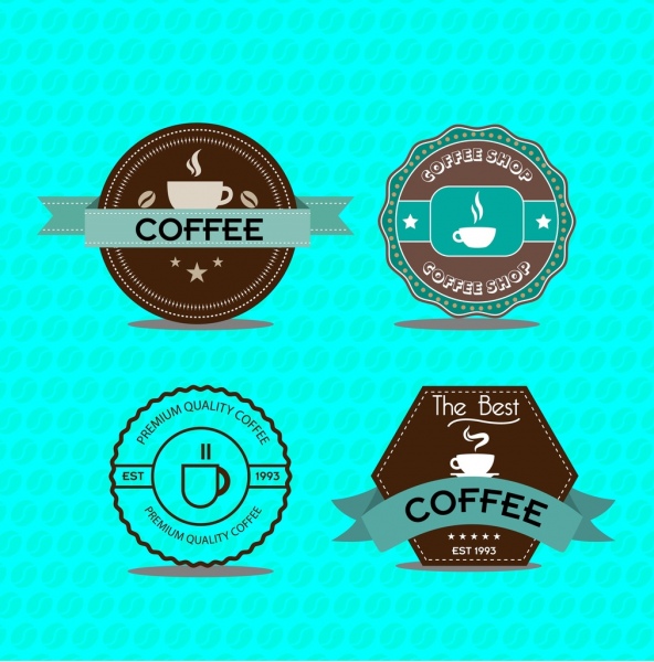 咖啡促銷標籤集古典設計風格
