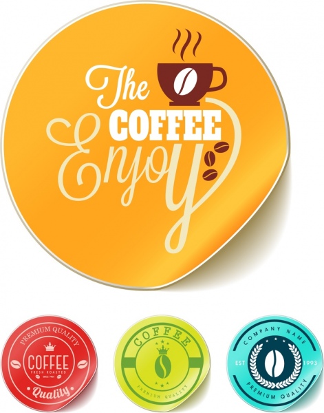 diseño de círculo brillante colorido café sello plantillas