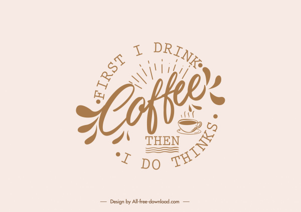 咖啡风格概念图标书法装饰平面素描