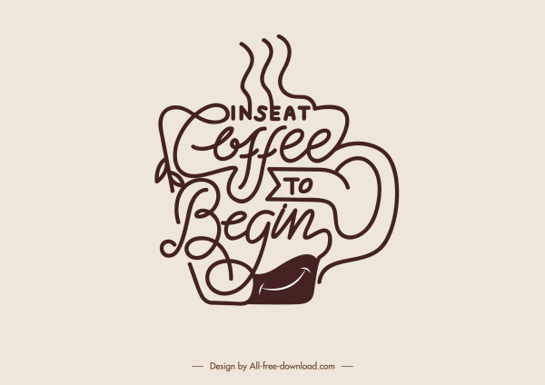 кофе стиль значок каллиграфические кривые чашки эскиз