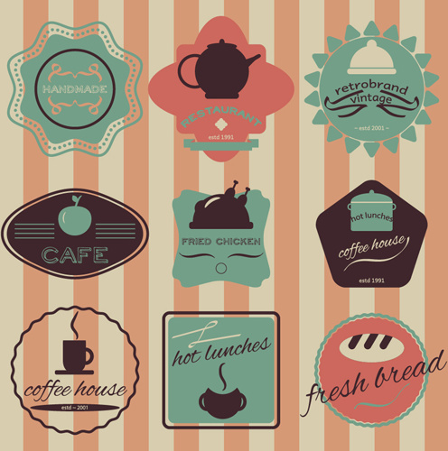 etiquetas vintage de color café con café