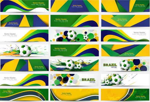รวบรวมแบนเนอร์และหัวตั้งธงบราซิลออกแบบเวกเตอร์สีแนวคิดนำเสนอ