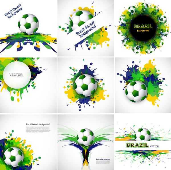 Bandera de Brasil colección set colores concepto splash grunge fondo presentación vector diseño