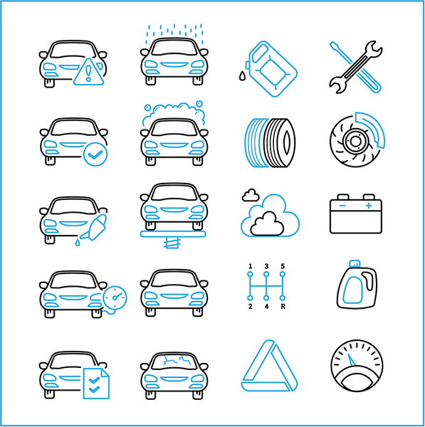 자동차 수리 서비스 아이콘의 컬렉션