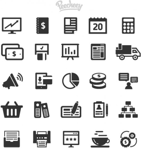 coleção de ícones de negócio simples cinza