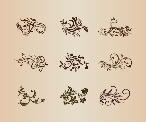 coleção de elementos de ornamento floral vector design