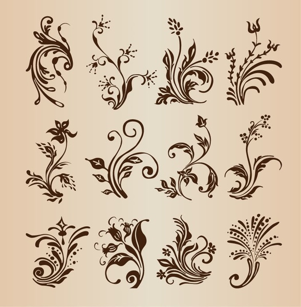 coleção de elementos de design floral vetor