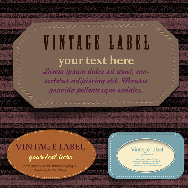 Sammlung von Vintage Etiketten mit Leder-Material-design