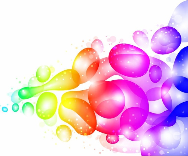 warna abstrak dengan gelembung transparan dan tetes vector latar belakang
