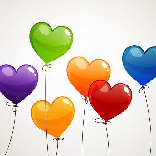 vetor de balões de coração de cor