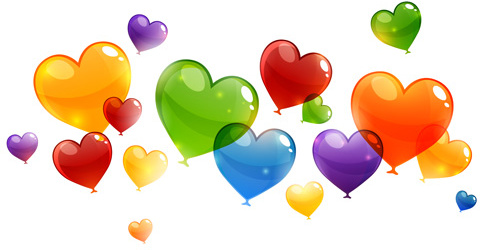 vetor de balões de coração de cor