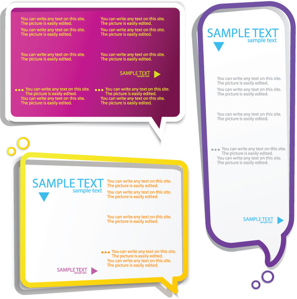 burbujas de discurso hueco de color para vector de diseño de texto