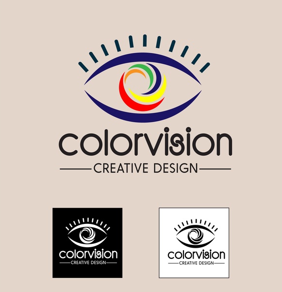 彩色視覺設計概念例證與抽象的眼睛
