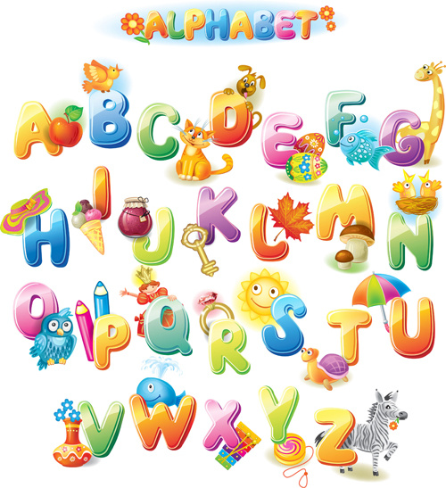 farbige Alphabet mit Kinder Alphabetisierung Vektor