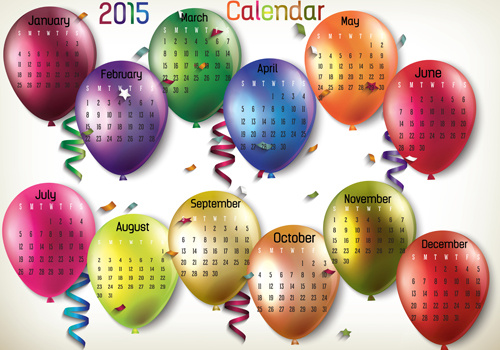 Colored Balloon Calendar15 Vector