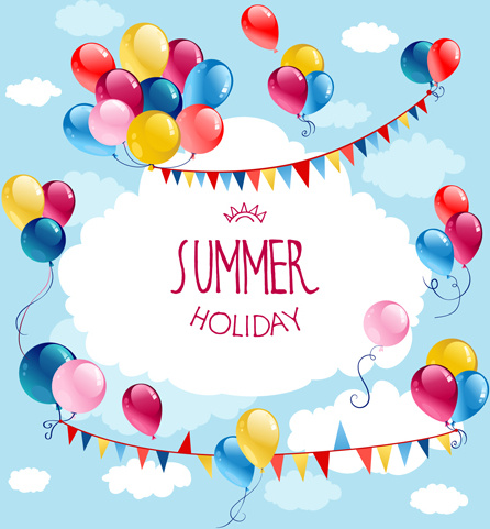 cartões de aniversário de verão colorido balão vector