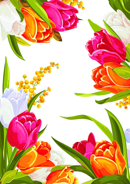 Colored Beautiful Flowers Design Graphics