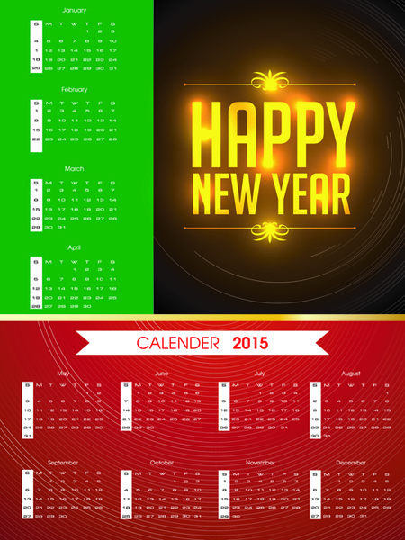 calendar15 ملونة مع خلفية سنة جديدة سعيدة