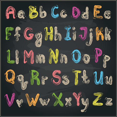 vettore di alfabeto del gesso colorato