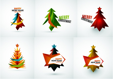 farbige Weihnachtsbaum mit Vektorgrafiken für logos