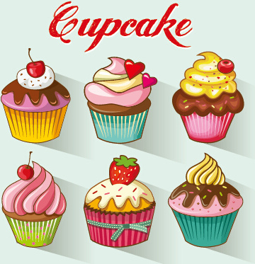 cupcake colorido bonito projeto vector