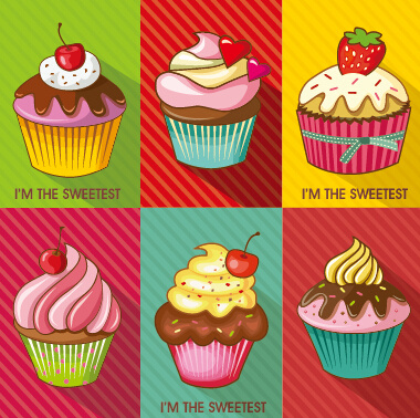vector de diseño lindo cupcake colores