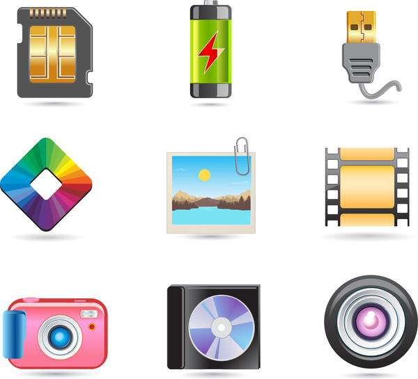 farbige Symbole von digitalen Geräten