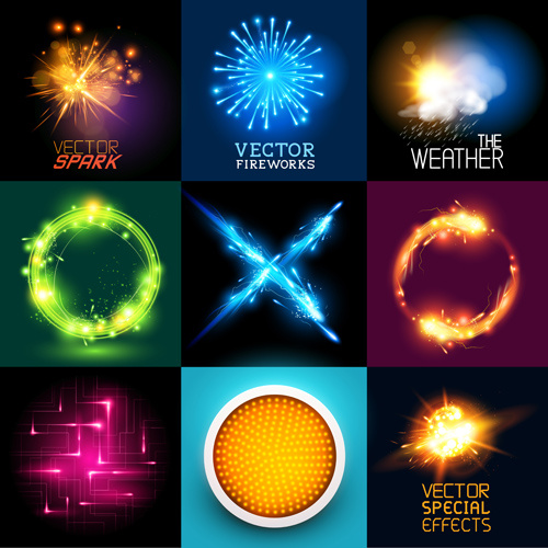 conjunto de vetores de luz coloridos especiais efeitos