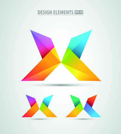 vettore degli elementi di disegno colorato origami