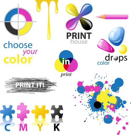 vetor de elementos de design de objetos de tinta colorida