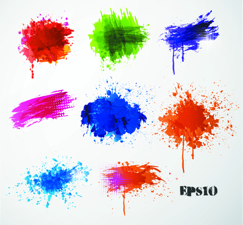 salpicos de tinta colorida de fundo vector grunge
