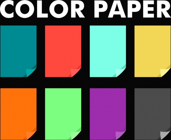 جمع أوراق ملونة مسطحة العزلة الملونة