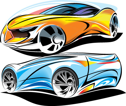 vector de elementos de coche deportivo color