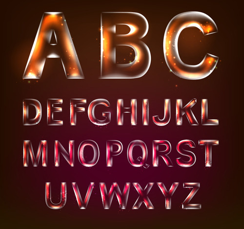 vecteur des alphabets transparents colorés