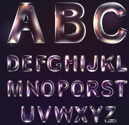 renkli şeffaf alfabe vektör
