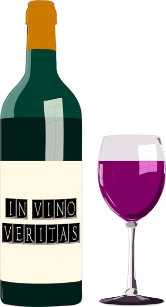 Ilustración de vector coloreado de vidrio y botellas de vino