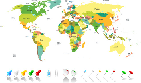vector de diseño de mapa mundial coloreado