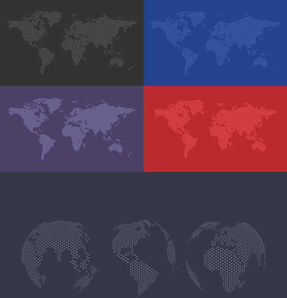 色の世界地図無料ベクトル