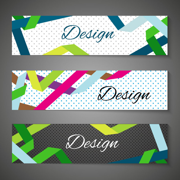 Desain banner abstrak yang berwarna-warni dengan latar belakang bintik-bintik