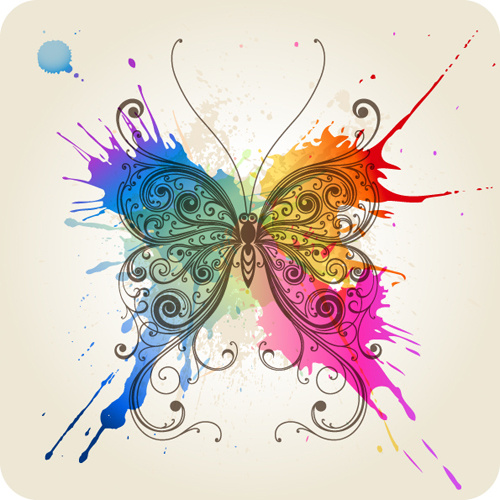 vetor de elementos coloridos borboleta abstrata