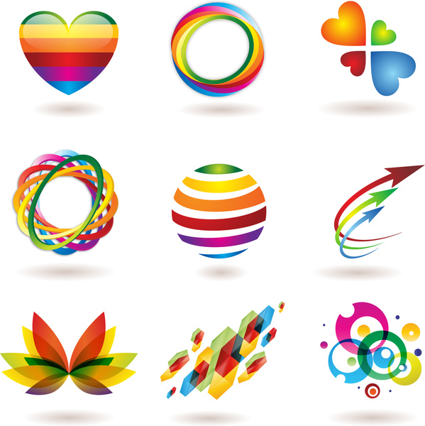 conjunto de elemento de logotipo abstrato colorido